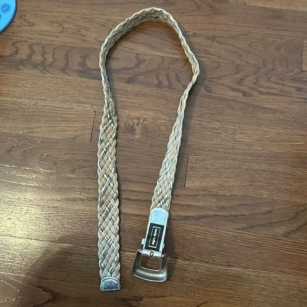 Vintage 80s/90s Sandy Duftler silver &‎ sparkly gold woven belt